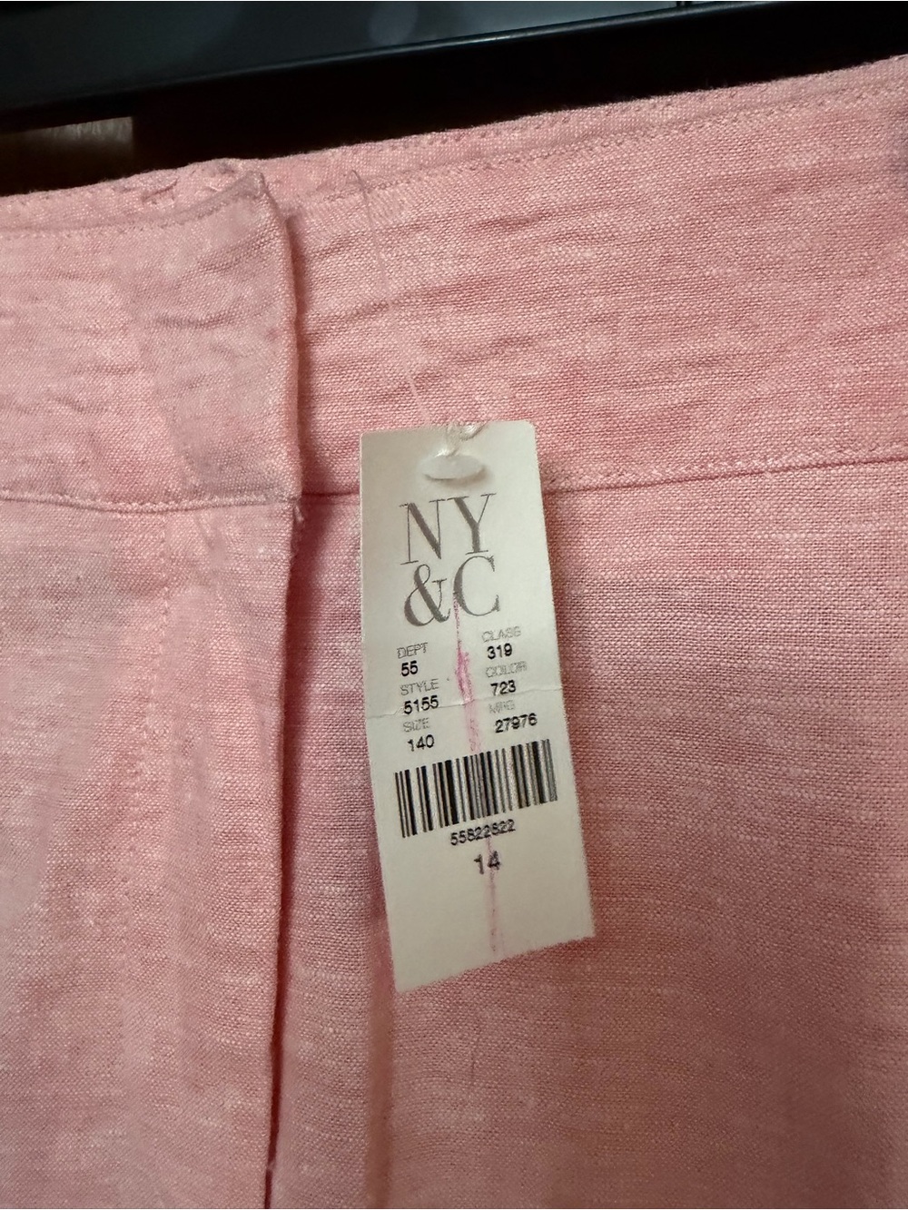 NY & C 7th Avenue Signature Fit Pink Cropped Straight Leg Linen Pants 14 - Picture 3 of 4
